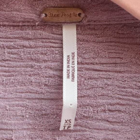 Free People Clementine Purple Ash Textured Linen Cotton Short Sleeve Mini Dress - Picture 5 of 8